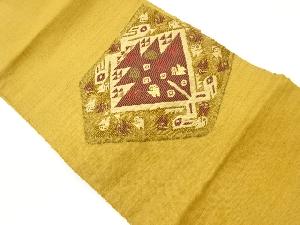 手織り紬幾何学模様織出し名古屋帯